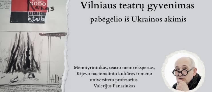 koliažas su spektaklio "Godo" afiša iš kairės, Valerijaus Panasiuko nuotrauka iš dešinės